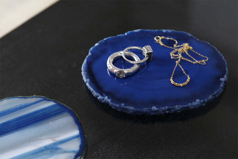 AMABRO (アマブロ) CRYSTAL COASTER Peacock Blue コースター 天然石 グラス ブルー 青