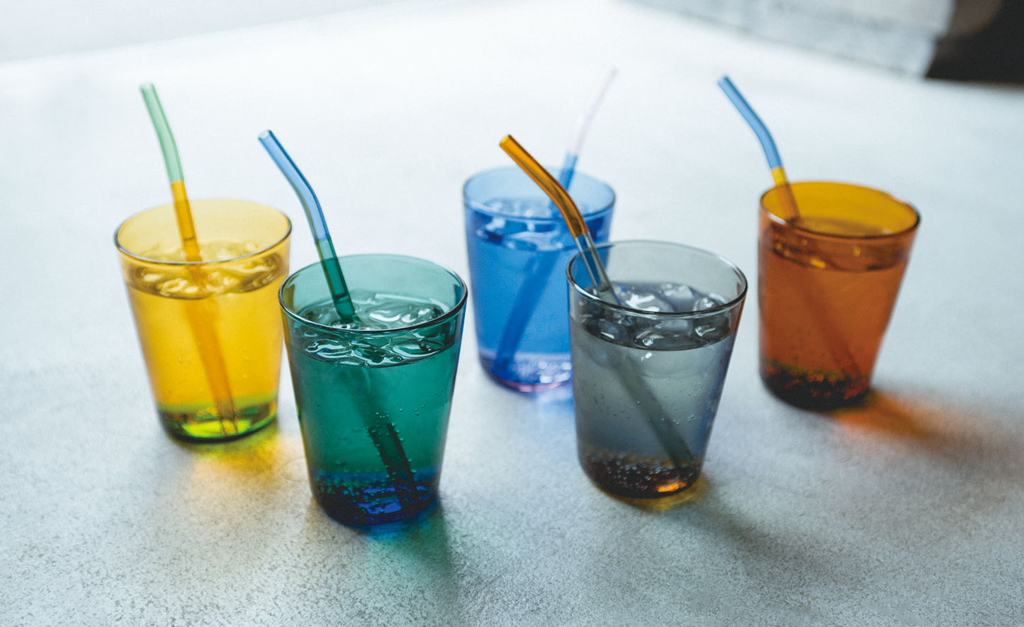 AMABRO (アマブロ) TWO TONE GRASS STRAW ガラス ストロー (Amber×Blue) アンバー ブルー