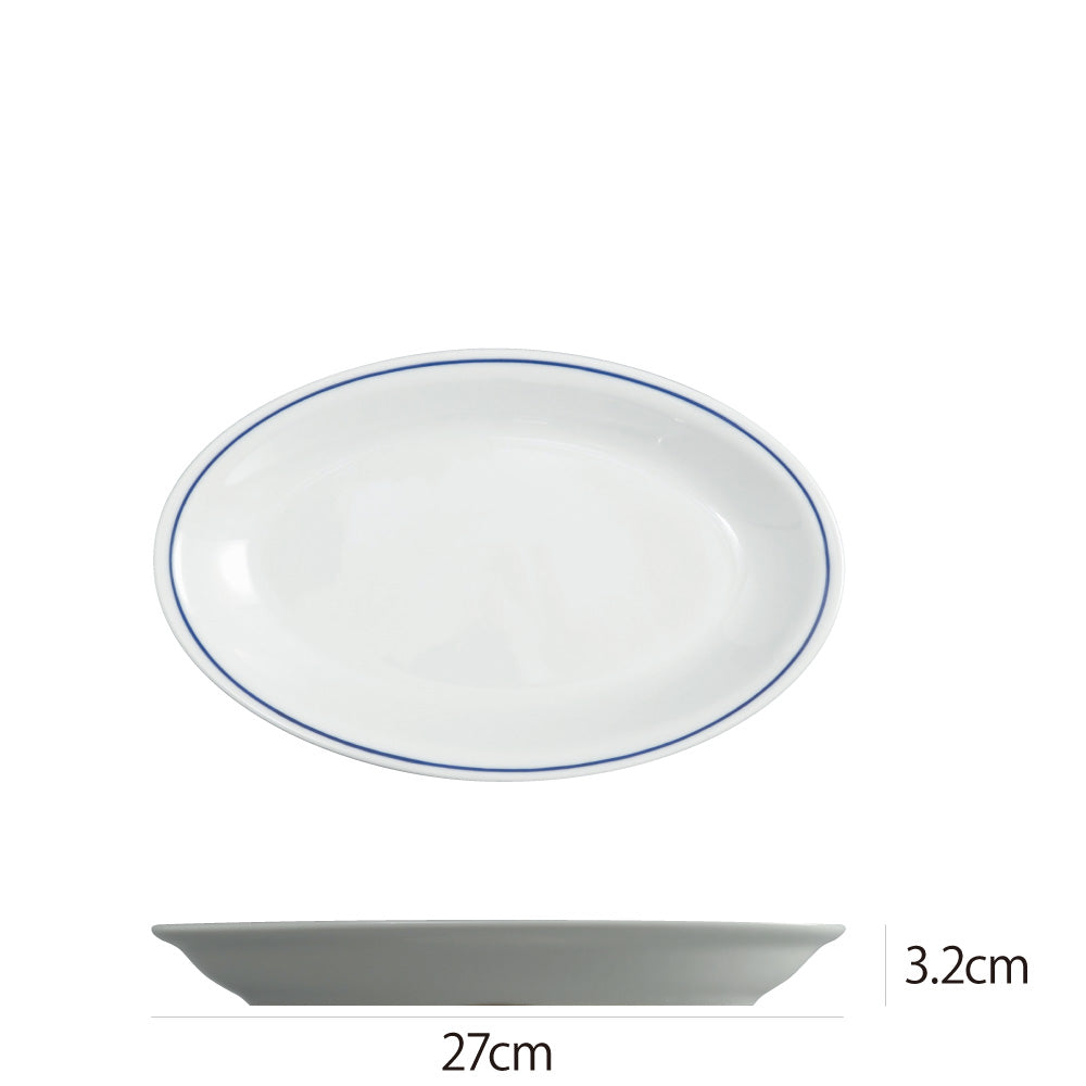 Saturnia(サタルニア) ローマブルーライン オーバルプレート27cm 食器