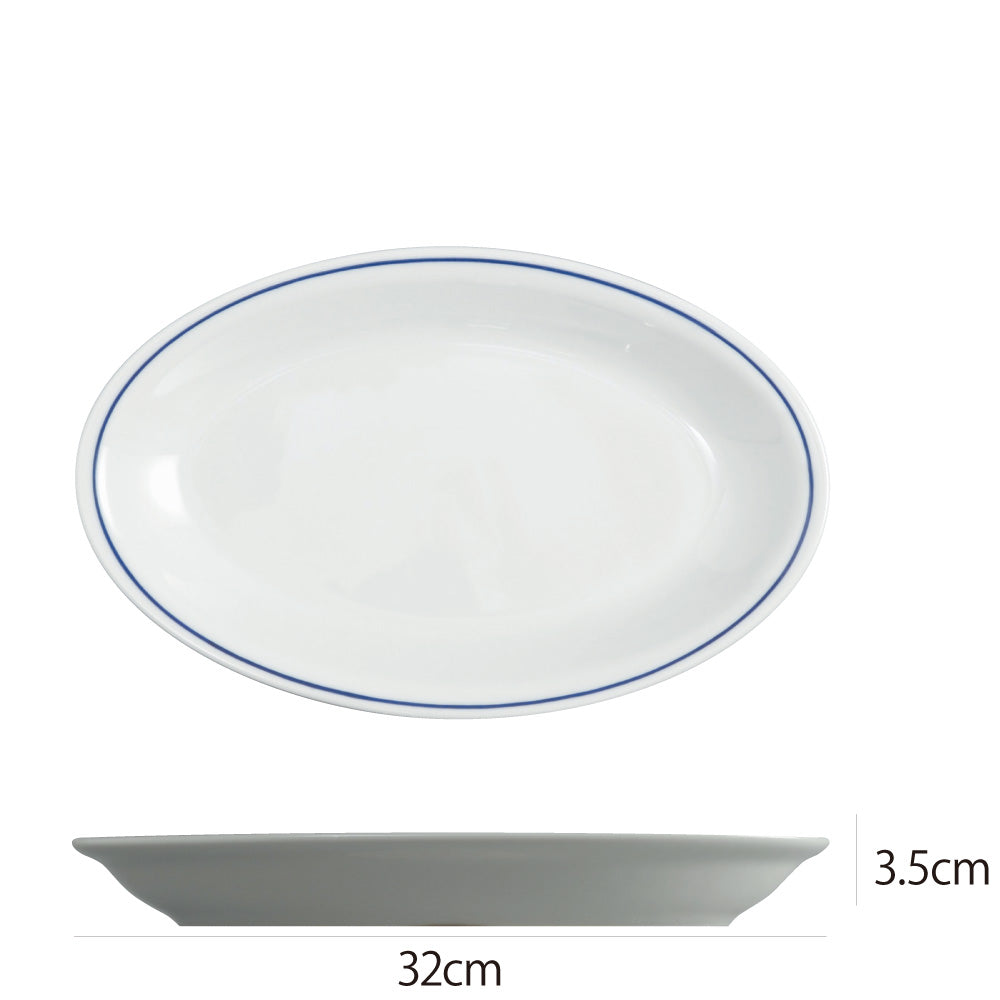 Saturnia(サタルニア) ローマブルーライン オーバルプレート32cm 食器
