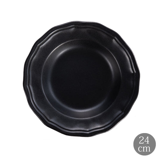 LA MOISSON ラ・モワッソン ビストロ マットブラック 24cm ディーププレート ※カトラリーは含みません