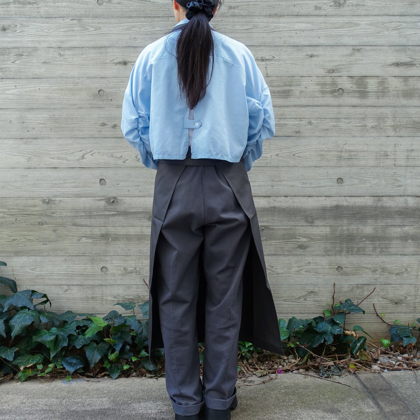 El transwaal／エル・トランスバル エプロン プレーン Long 【グレー】