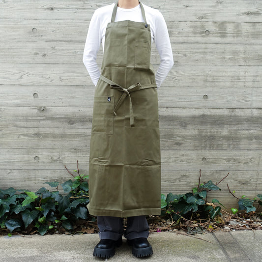 El transwaal／エル・トランスバル エプロン プレーン Long 【オリーブ】