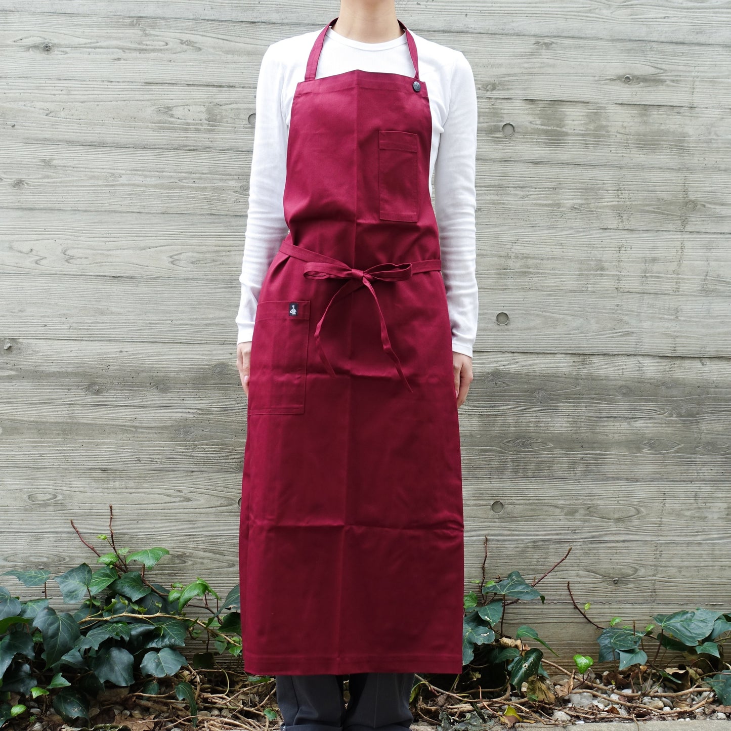 El transwaal／エル・トランスバル エプロン プレーン Long 【バーガンディー】