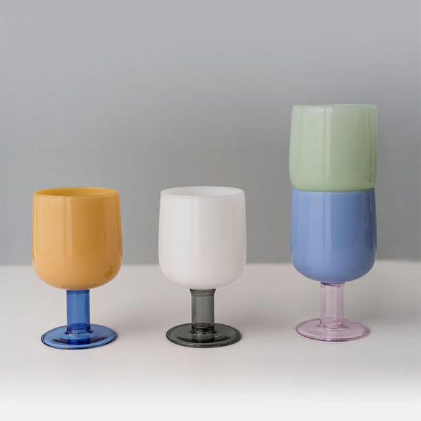 AMABRO (アマブロ) TWO TONE WINE GLASS Green × Amber グリーン アンバー ワイングラス