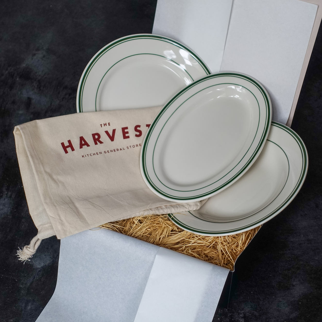 HARVEST ギフトセット Tuxton Green Bay 3種（サラダ23cm・オーバル24cm・スープ22cm）