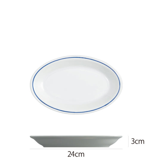 Saturnia(サタルニア) ローマブルーライン オーバルプレート24cm 食器