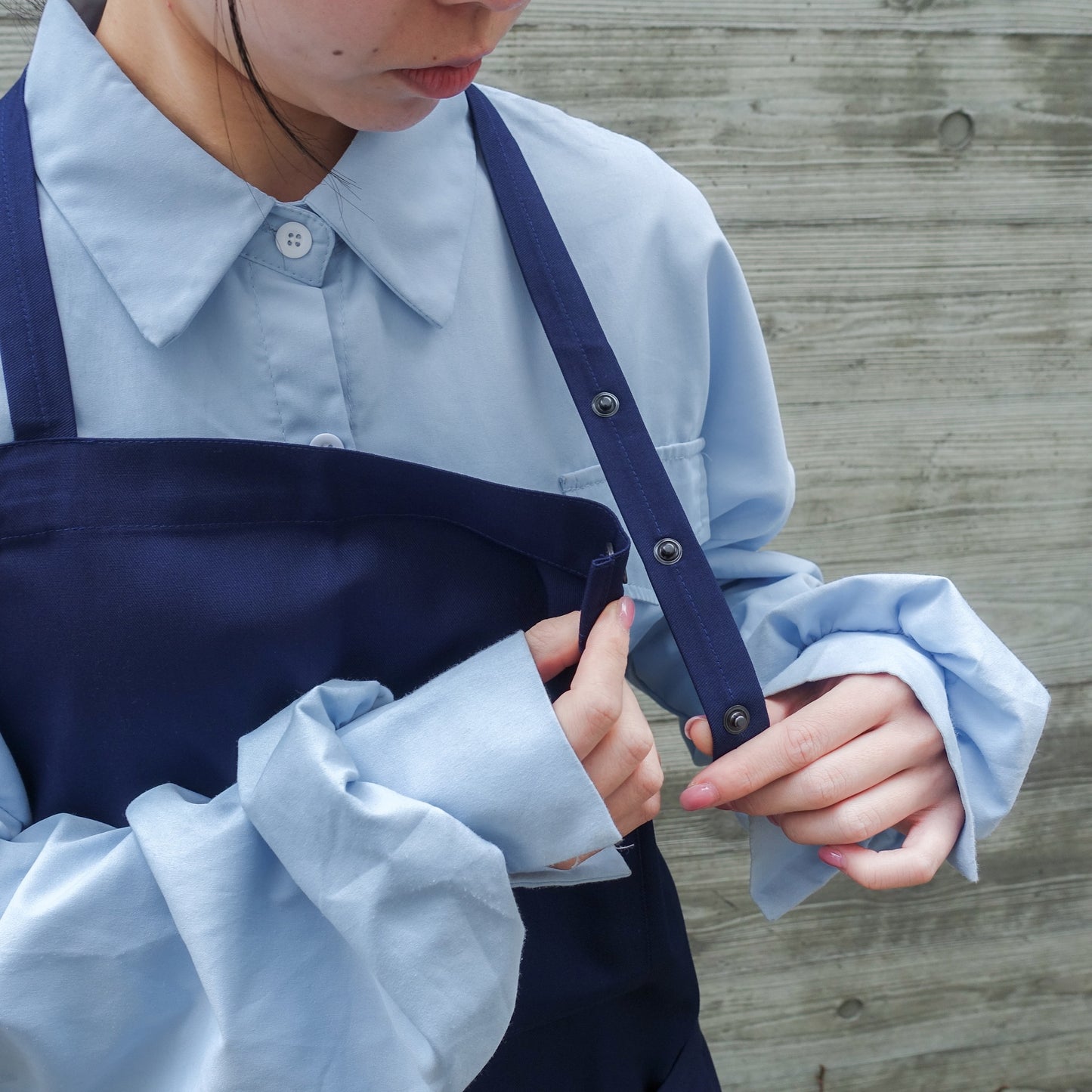 El transwaal／エル・トランスバル エプロン プレーン Long 【ネイビー】