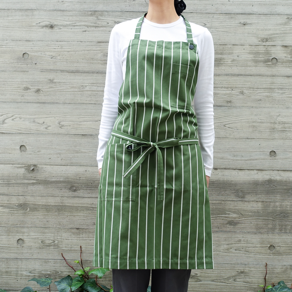 El transwaal／エル・トランスバル エプロン ストライプ Short 【オリーブ】